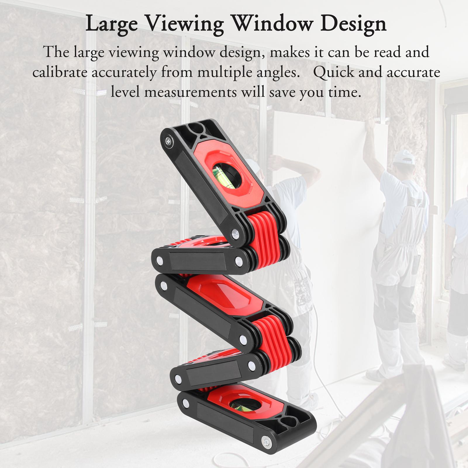 600mm Foldable Level Ruler 45° 90° 180° Multi-Angle Level Measuring Tool Corners Stairs Scriber 4 Easy-Read Level Bubbles with Magnets Woodworking Utility Tools for Carpenters Woodworkers