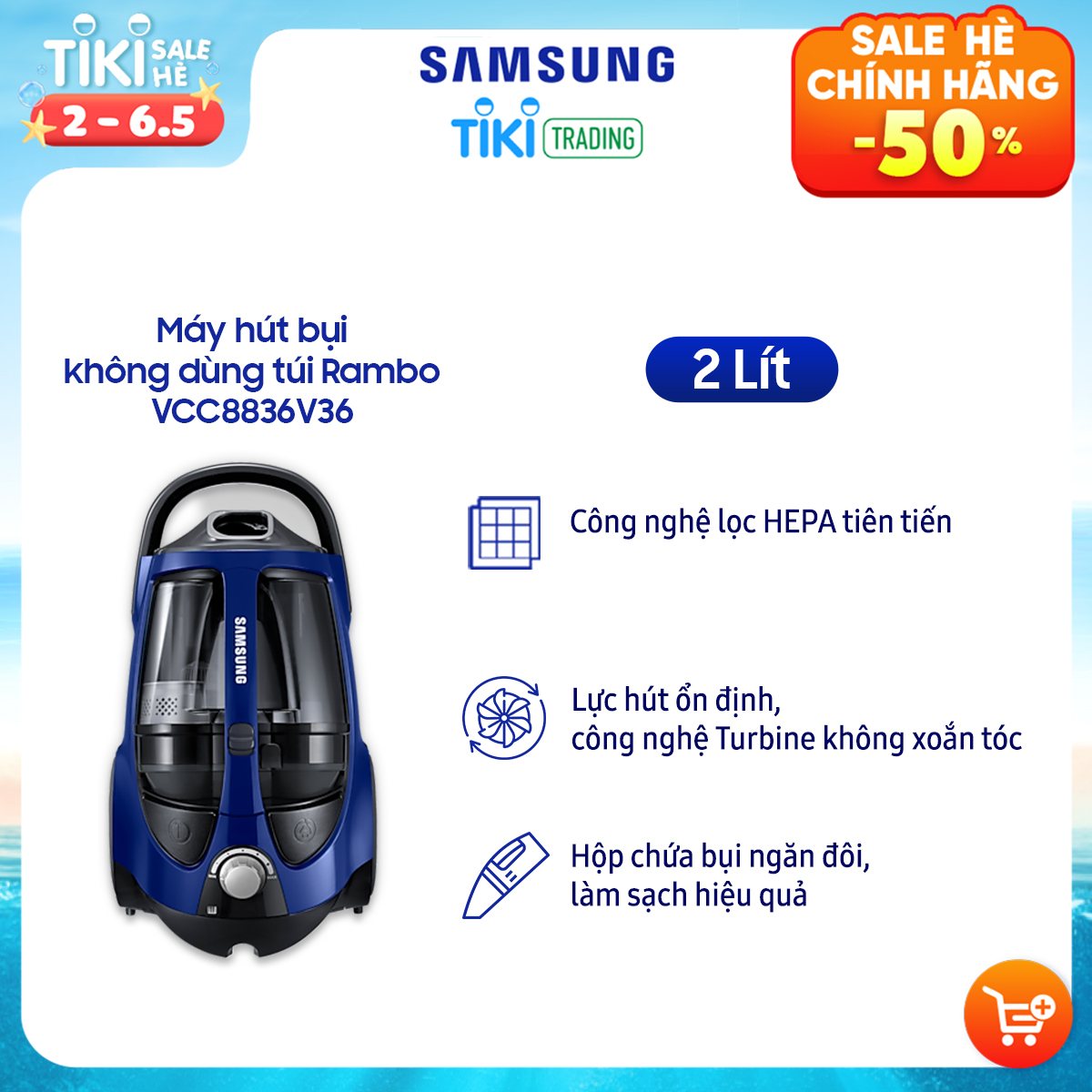 Máy Hút Bụi Samsung Không Dùng Túi Rambo VCC8836V36 (2200W)- Hàng Chính Hãng