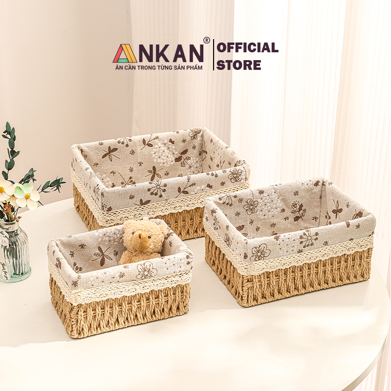 Rổ Mây Đựng Đồ, Giỏ Mây Cắm Hoa ANKAN Thích Hợp Đi Picnic, Đựng Phụ Kiện Chụp Ảnh, Sắp Xếp Đồ Dùng Trong Nhà