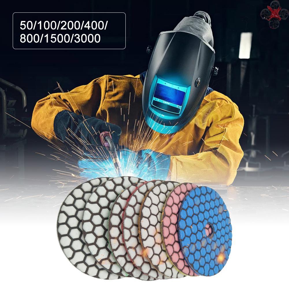 7PCS 4 Inch Set Wet Dry Diamond Polishing Pads For Granite Concrete Marble