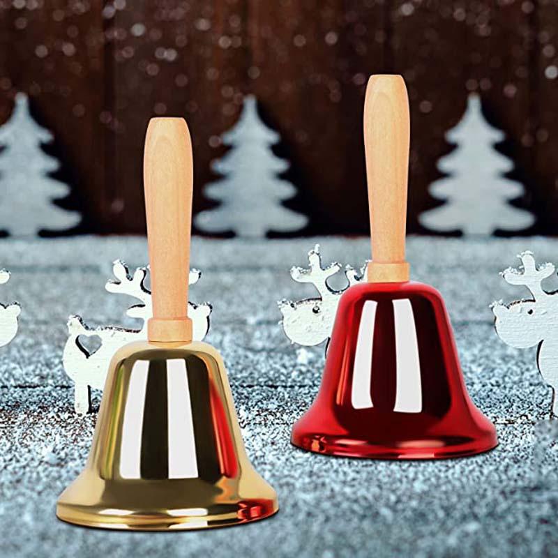Chuông cầm tay 6.2cm có tay cầm bằng gỗ dùng cho tiệc Giáng Sinh