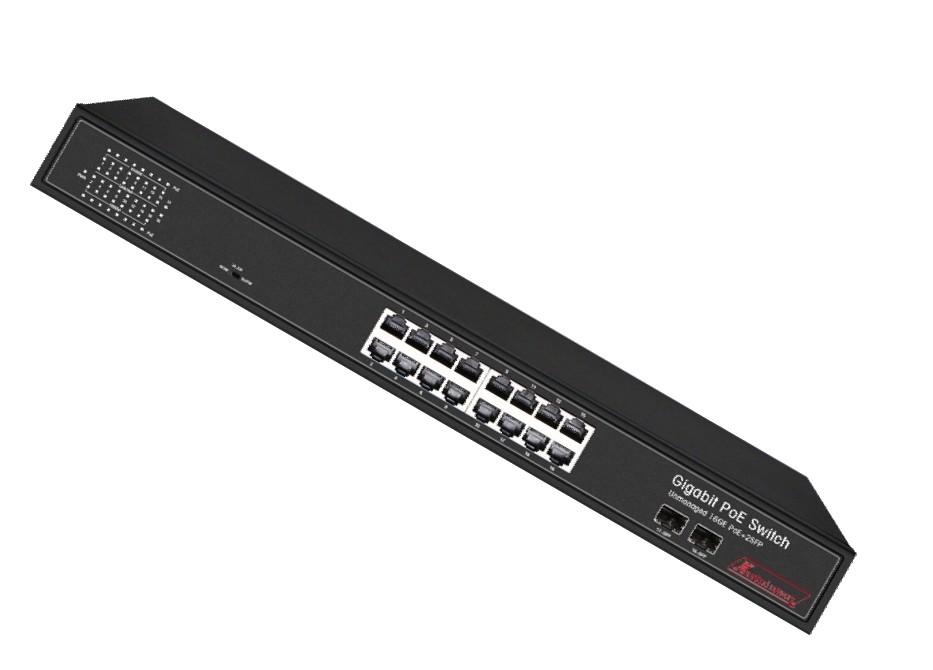 Bộ chuyển mạch 18 port Gigabit, 16 port PoE, 2 SFP Ethernet Switch - Xmethod Network - Hàng chính hãng 