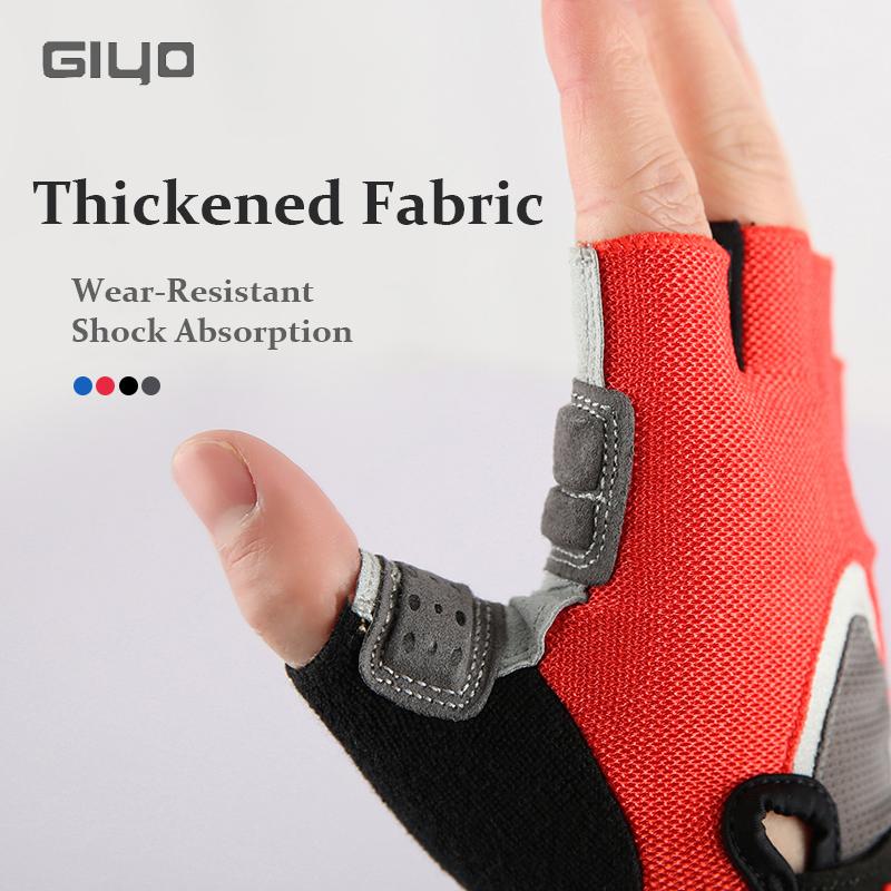Giyo Half Fing Try Cycling Găng tay Gel dày Vải không chống trượt mùa hè Mitch Bike Bike Găng tay không có chống trượt Color: Red Size: XL