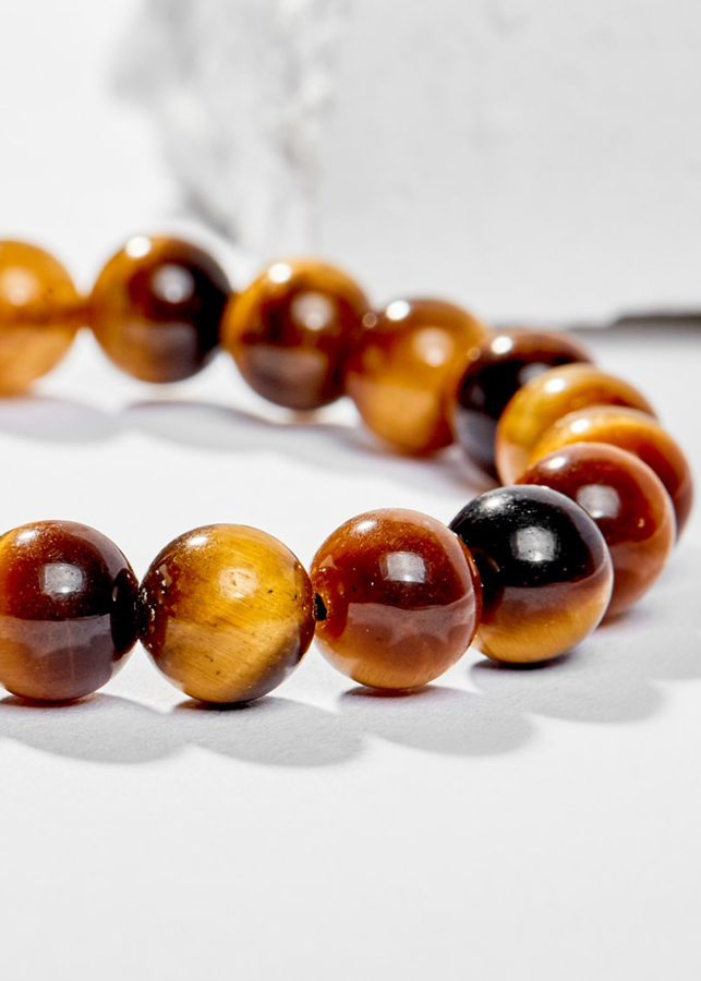 Vòng Tay Phong Thủy Đá Mắt Hổ Vàng Nâu Phối Charm Tuổi Mùi Bạc Mạ Vàng 24K Mệnh Thổ, Kim Ngọc Quý Gemstones