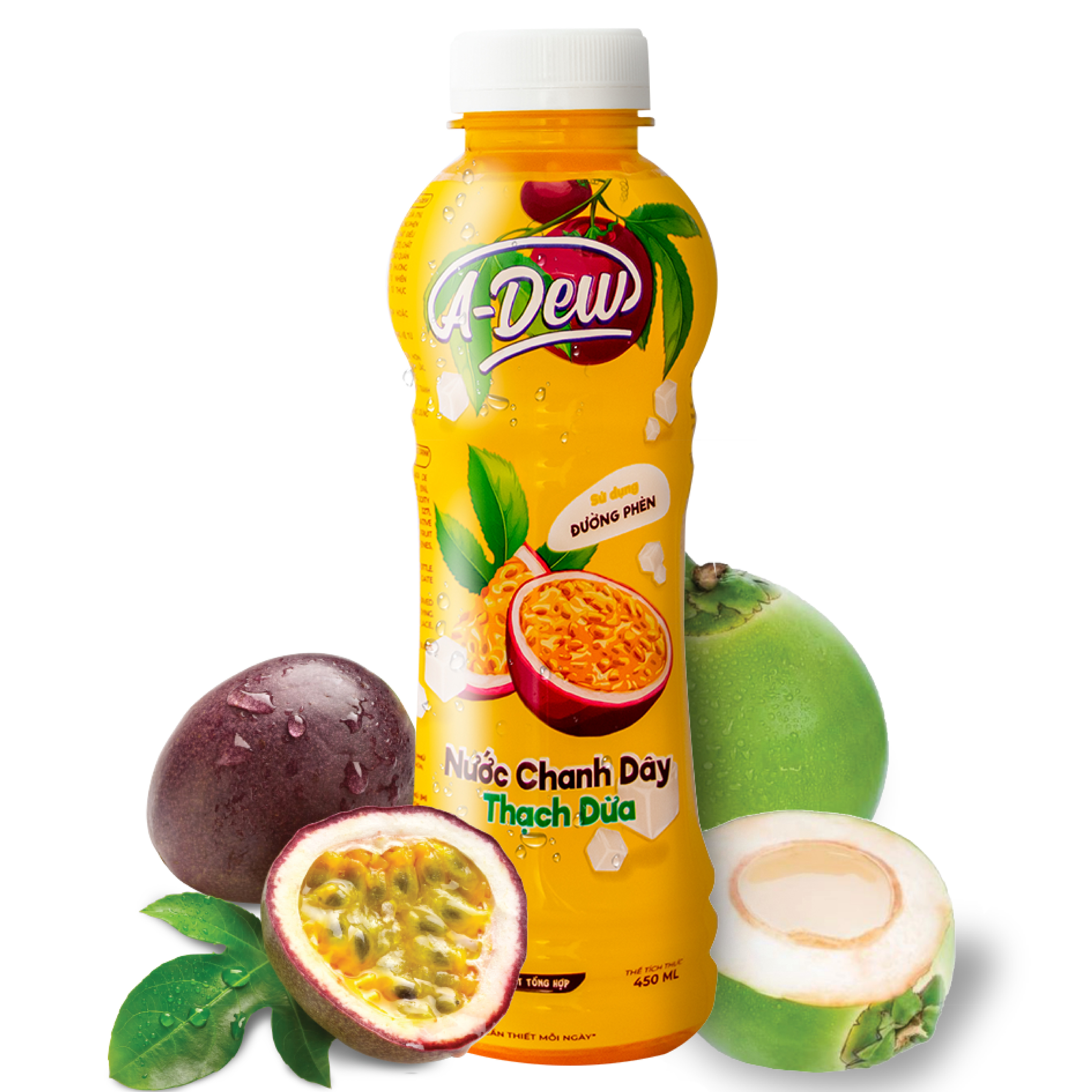 Nước Chanh Dây Thạch Dừa A Dew Chai 450ml - Thùng 24 Chai
