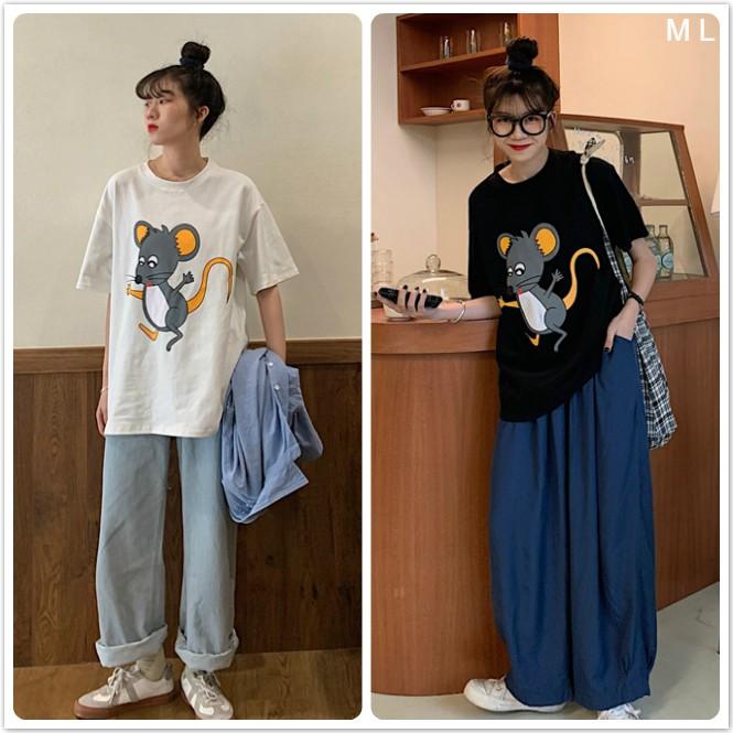 Áo thun tay lỡ form rộng in CHUỘT ulzzang couple nam nữ UNISEX