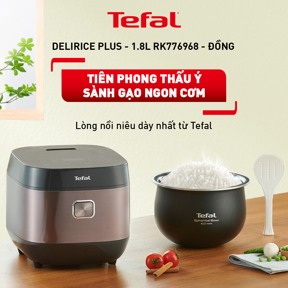 Nồi cơm điện tử Tefal 1.8L - Lòng nồi siêu dày 4mm RK776968 - Thương hiệu Pháp - Hàng chính hãng