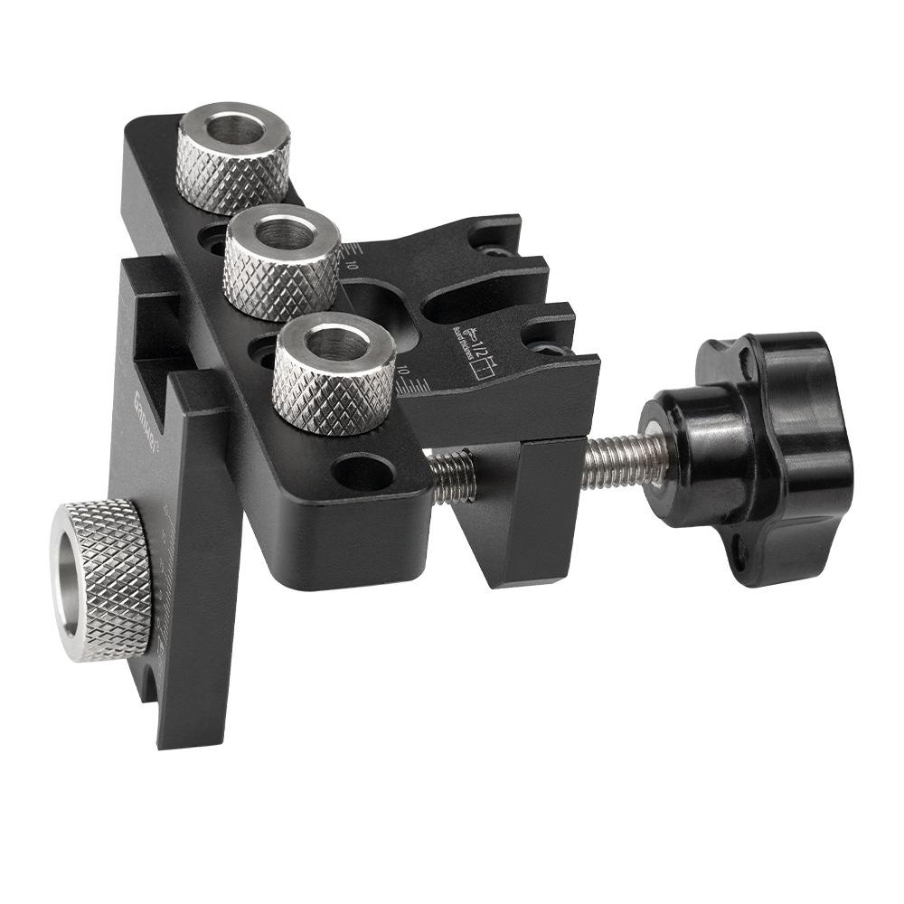 3in1 Dụng cụ định vị lỗ khoan chế biến gỗ Dụng cụ định vị lỗ hợp kim nhôm Bộ gá dẫn hướng đồ gỗ với mũi khoan 8-15mm Dụng cụ tự làm mộc biến dạng để ghép nối bảng