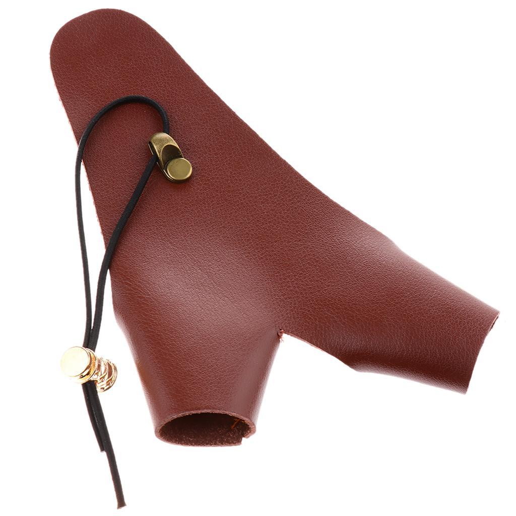 Cow Leather Glove Hunting Finger Tab Guard Protector Mitts brown