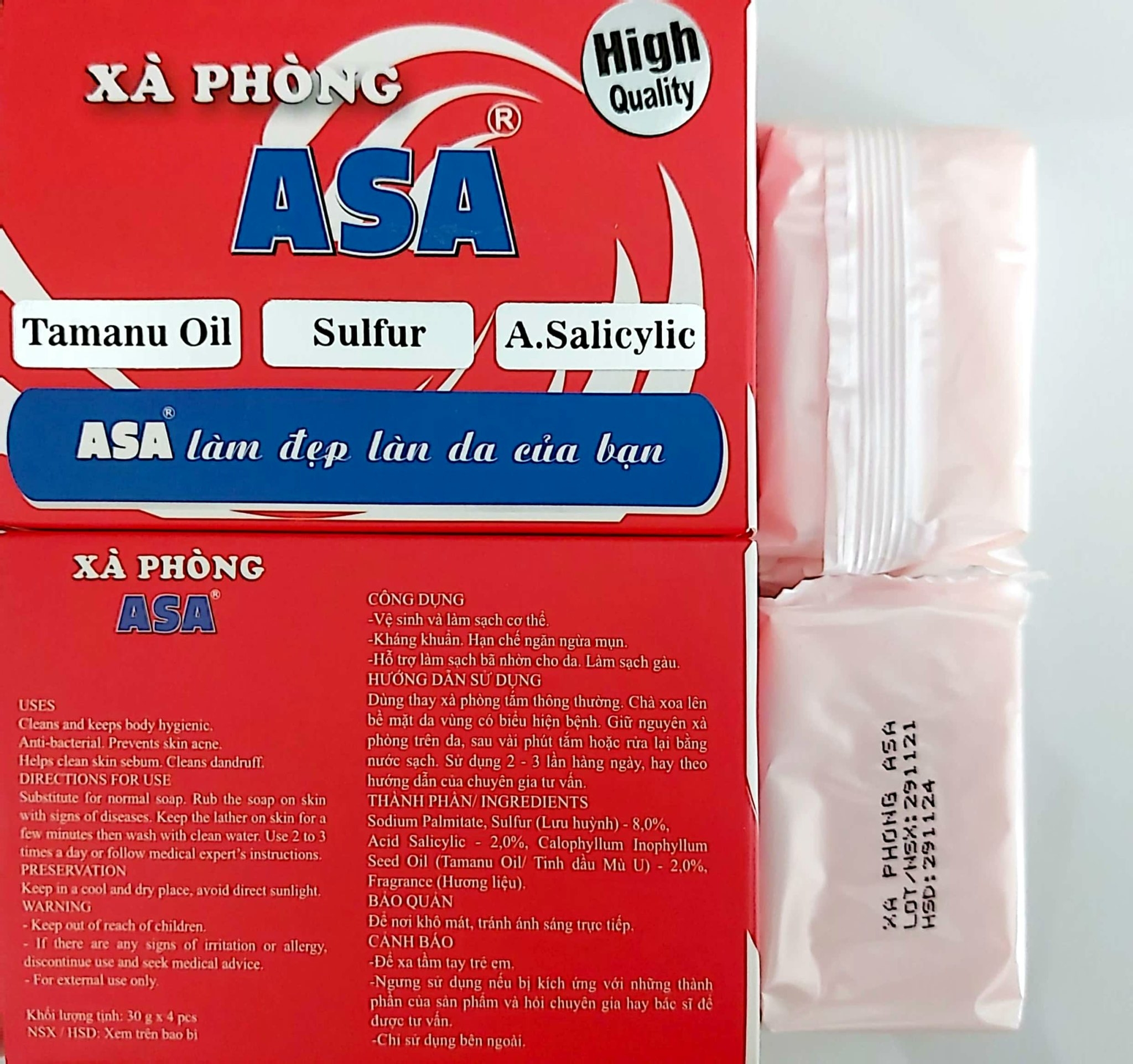 Xà bông tắm Asa 120g hỗ trợ diệt khuẩn gây mụn, nấm, lác và các bệnh ngoài da