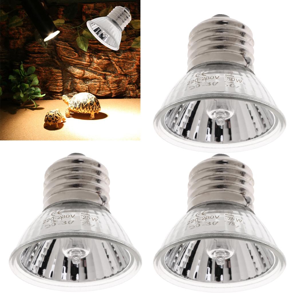 E27 220-230V Reptile Basking Lamp UVA UVB Halogen Bulb Emitter Light 25/50/75W
