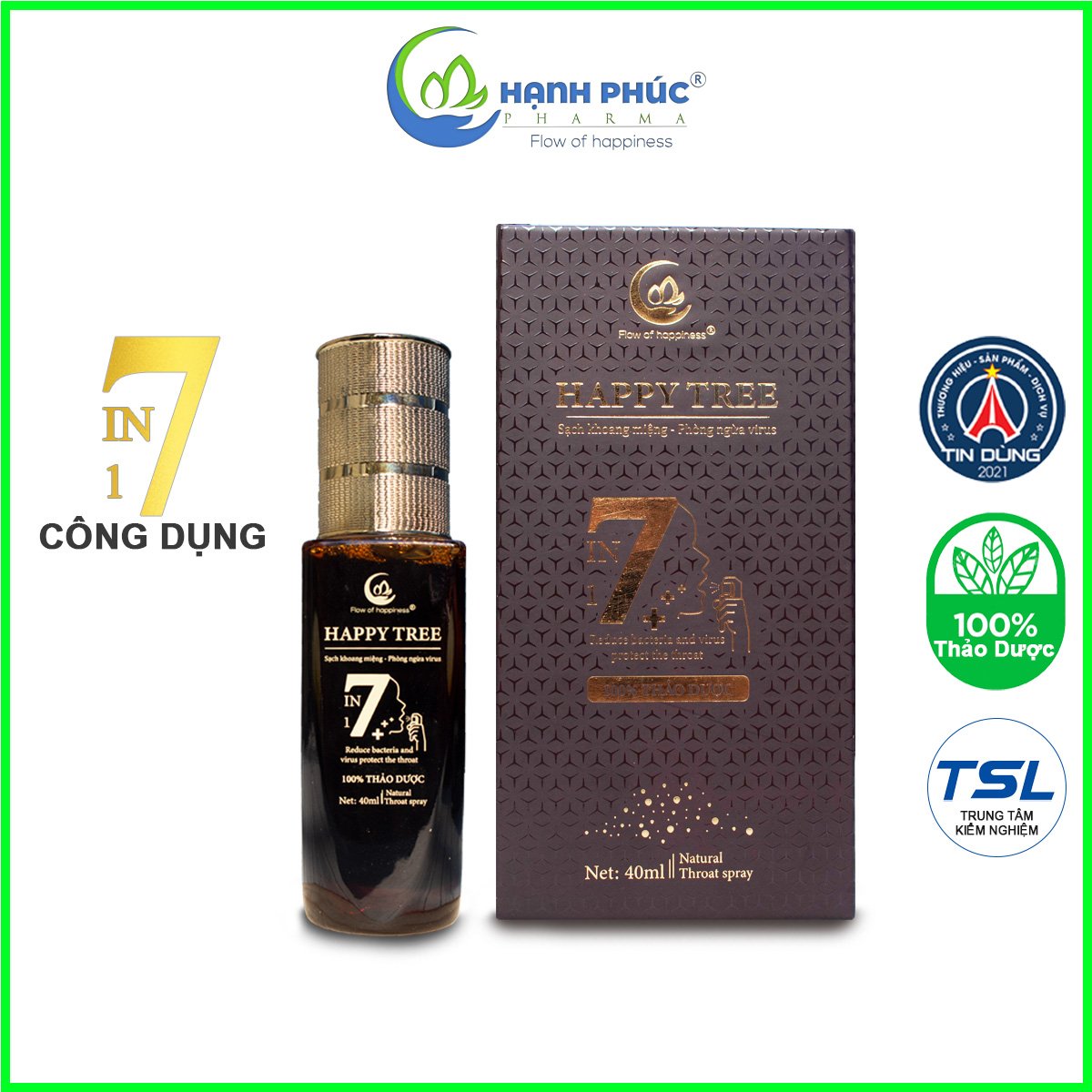 Hộp 7 Lọ Tinh Dầu Hạnh Phúc Hương Sả Chanh Oải Hương Xông Phòng Hỗ Trợ Làm Sạch Không Khí Ngăn Ngừa Vi Khuẩn Đuổi Muỗi 20ml