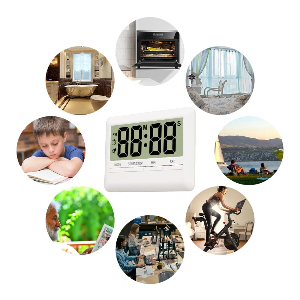 LCD Digital Alarm Clock Timer Large Time Manual Countdown for Cooking Shower Study Stopwatch Kitchen Magnetic Electronic Clock