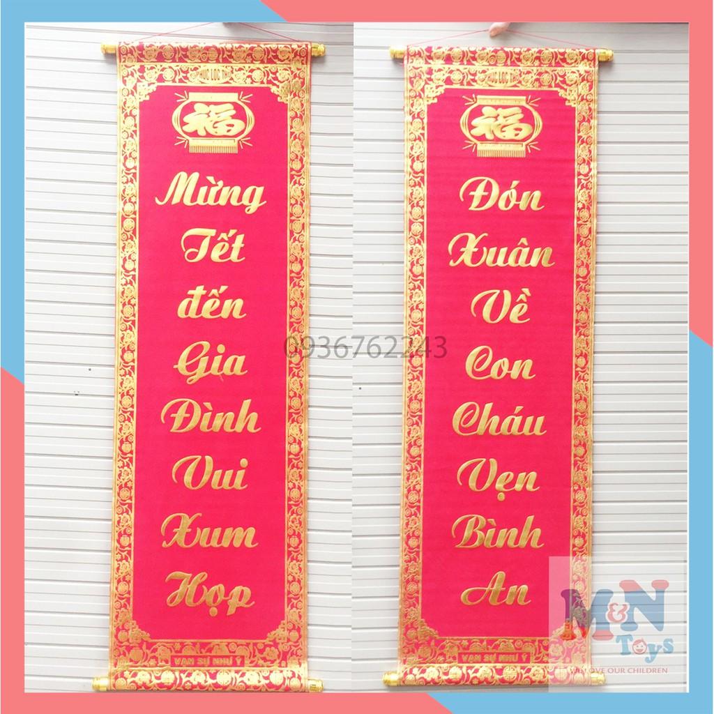 Bộ đôi câu đối đỏ chữ vàng dài 1m trang trí Tết