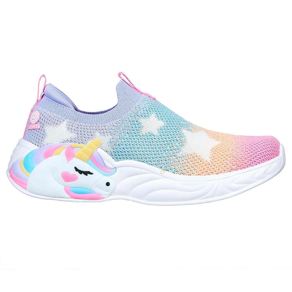 Skechers Bé Gái Giày Thể Thao Thường Ngày, Đi Học S-Lights Unicorn Dreams Sherbert Stars Air-Cooled Memory Foam Bio-Dri, Lights, Magical Collection, On/Off Button, Thematic - 302328L-MLT