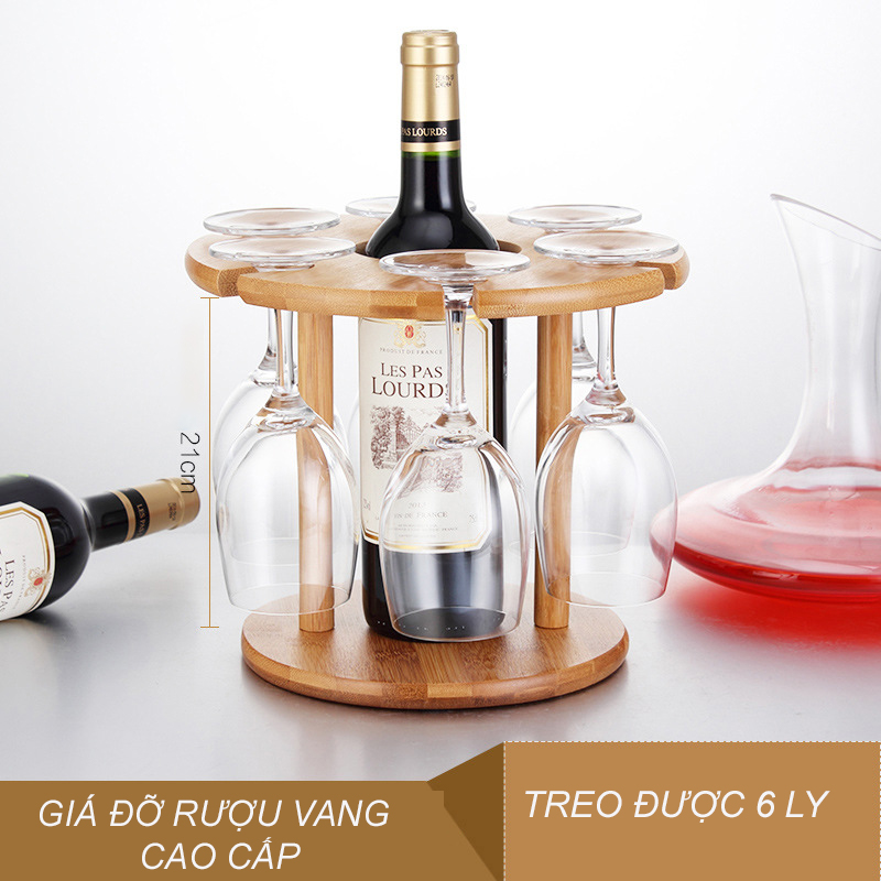 Giá Treo Ly Ruou Vang Bằng Gỗ Cao Cấp - Kệ Gỗ Thiết Kế 2 Trong 1 Độc Đáo Trang Trí Nhà Cửa