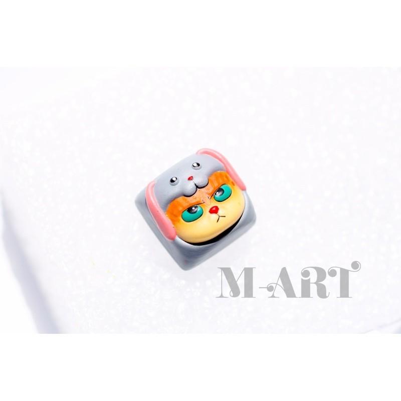 Nút dành cho bàn phím cơ mèo dễ thương và chiếc mũ thỏ con - Meowy artisan keycaps