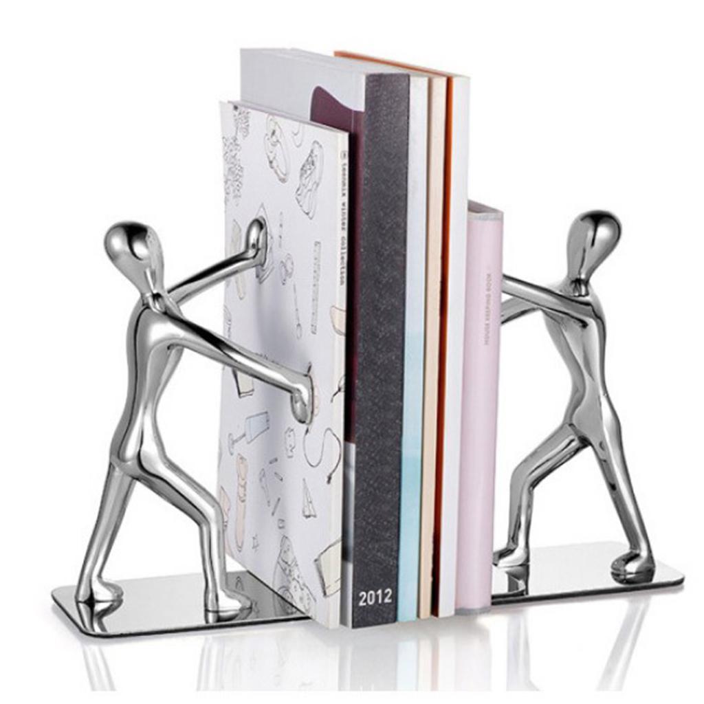 2pcs/set Decorative Kungfu Man Bookends Heavy Duty Metal Book Ends Book Stands Bookshelf