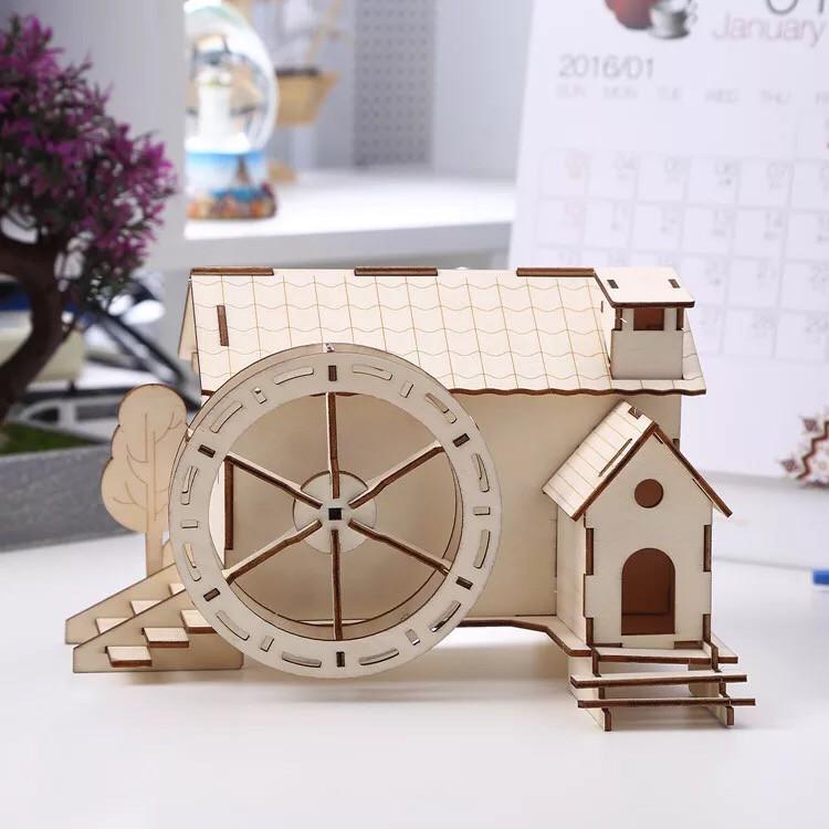 Đồ chơi gỗ - Nhà xây gió - năng lượng mặt trời