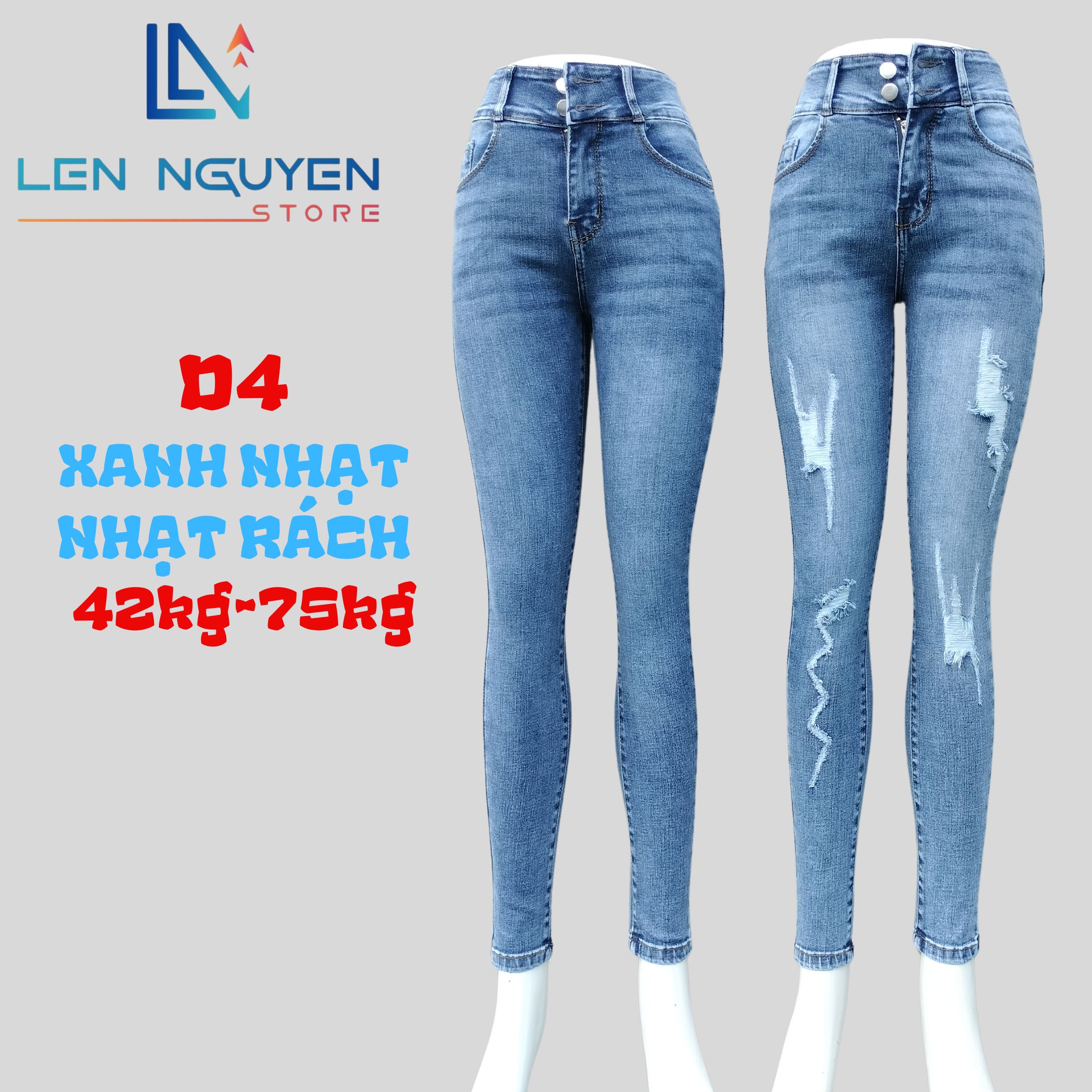 D4_Quần jean nữ, dài, lưng cao, quần bò nữ dáng ôm, quần rin nữ có big size, cho 42kg đến 75kg