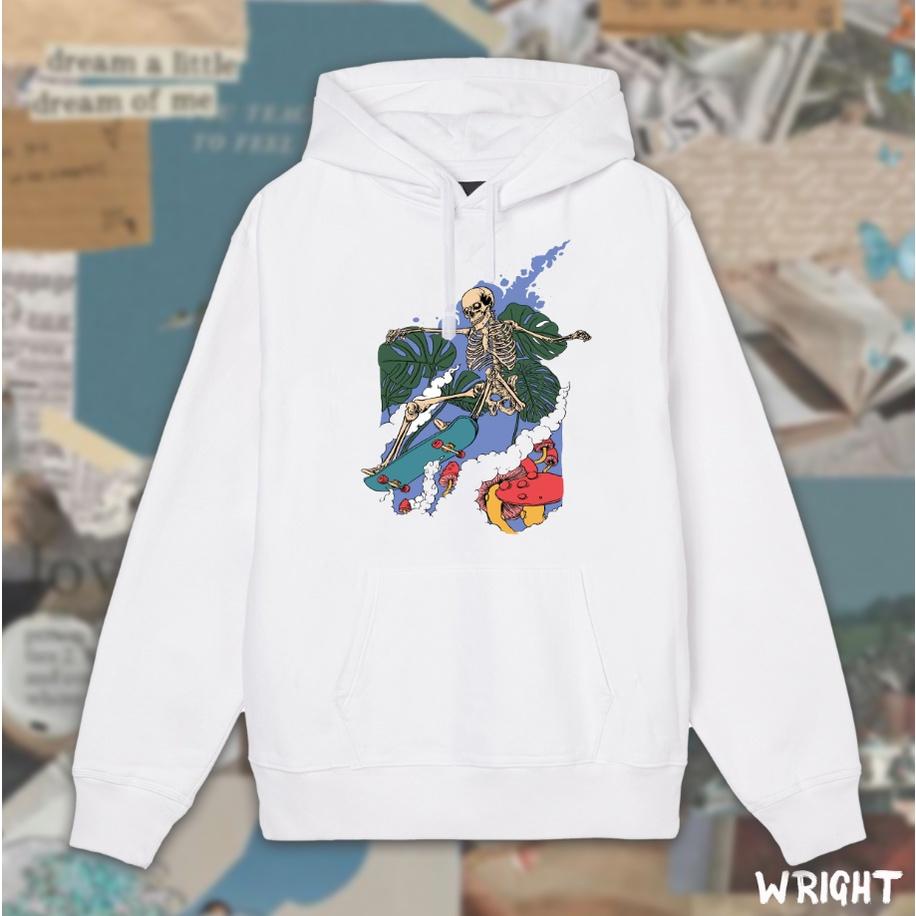 Áo hoodie Wright skeletor trượt ván streetwear unisex