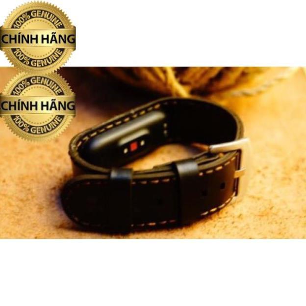 DÂY DA BÒ ĐEN CHO MIBAND 4 / MIBAND 3 - RAM LEATHER HÀNG CHÍNH HÃNG