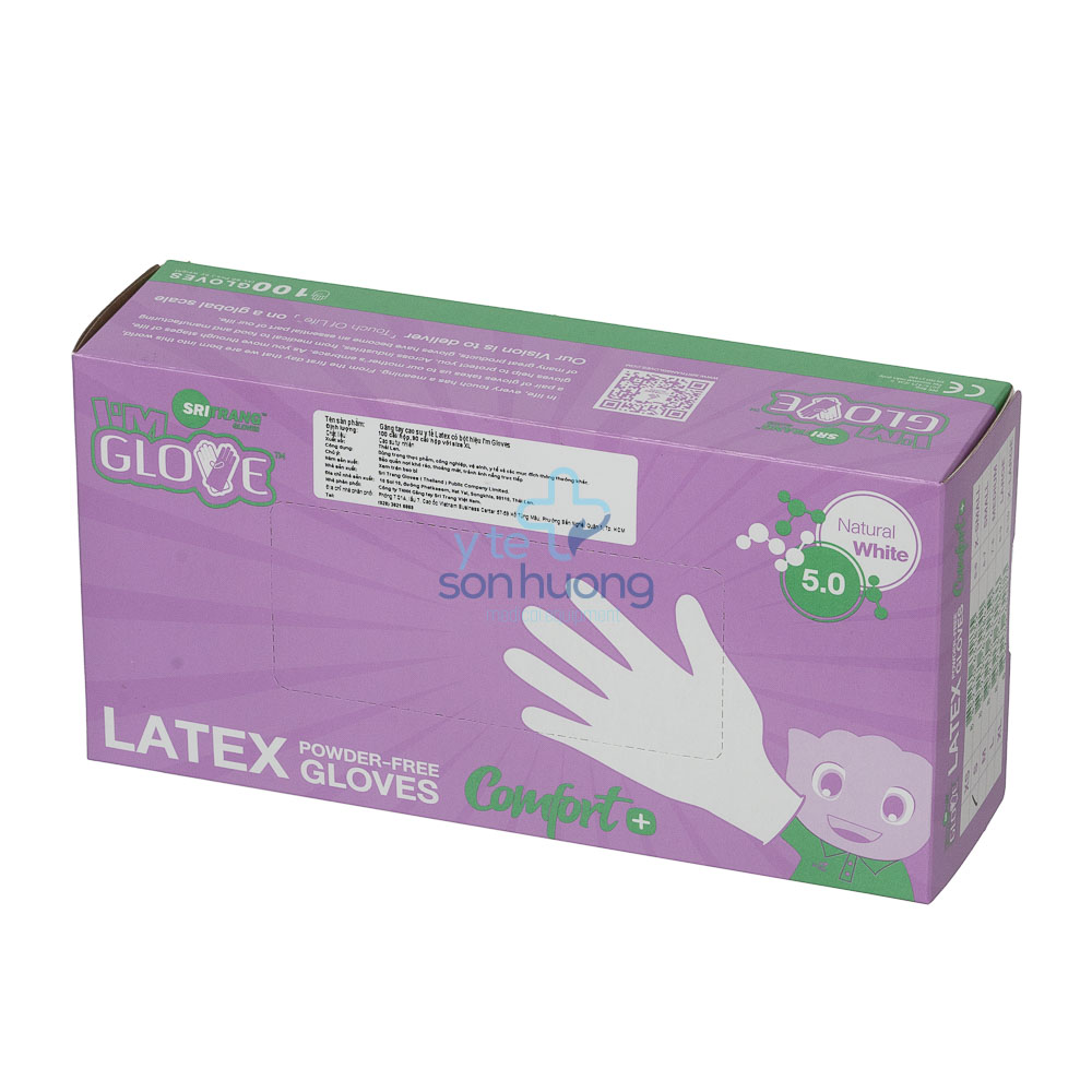 Găng Tay Y Tế Latex I'm Gloves Không Bột Màu Trắng Hộp 100 Chiếc