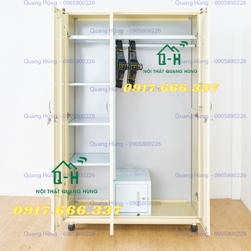 TỦ SẮT ĐỰNG QUẦN ÁO 3 CÁNH KEM TH181 -VR DÀNH CHO GIA ĐÌNH - TỦ THÁO LẮP