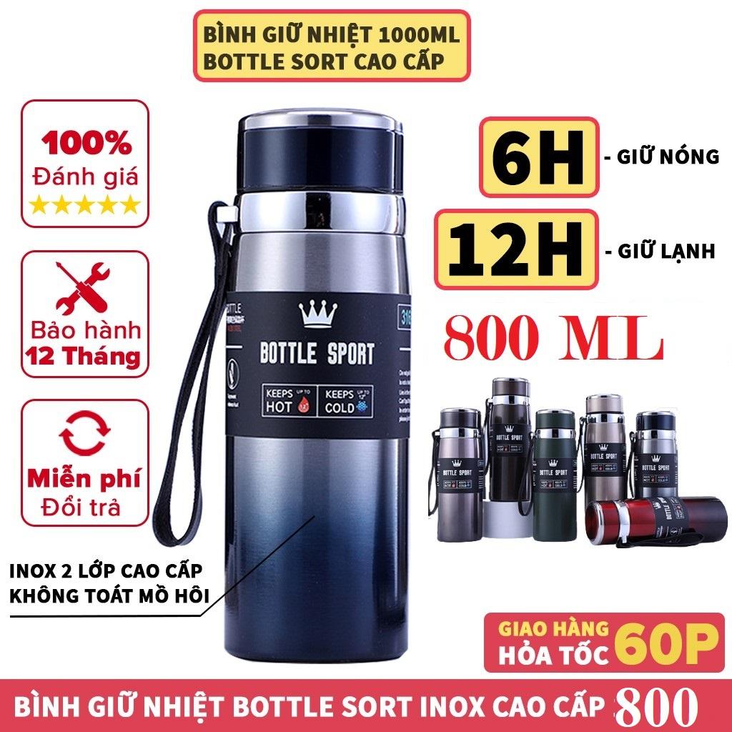 Bình giữ nhiệt inox 304 dung tích 800ml 2 lớp cách nhiệt giữ nóng lạnh cao cấp