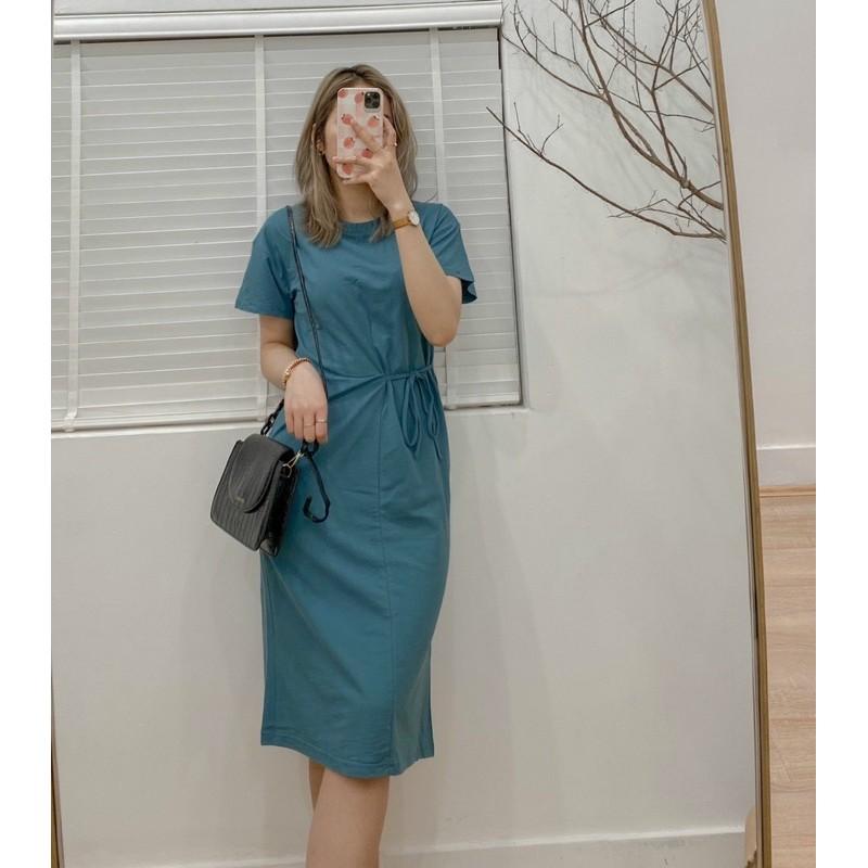 VÁY SUÔNG BUỘC DÂY EO MÀU XANH CHO NỮ