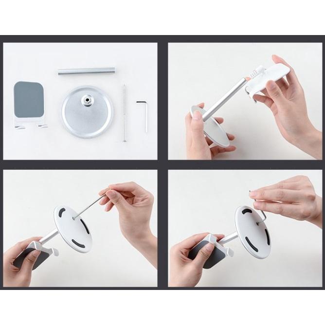 Giá Đỡ Điện Thoại Máy Tính Bảng Để Bàn Chân Tròn Gấp Gọn Cầm Tay Kim Loại H072