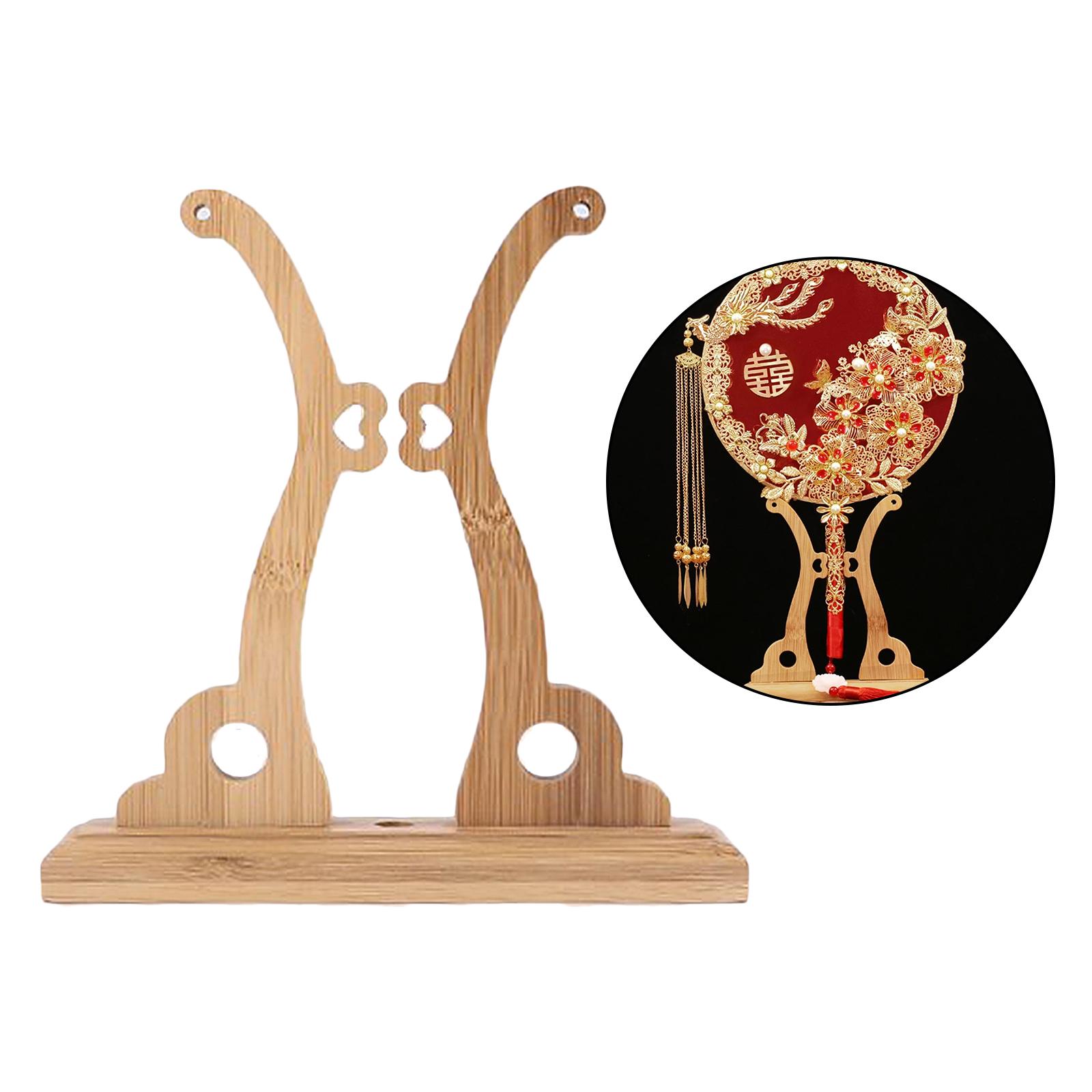 Bamboo Fans Palace Bracket Holder Stand for Chinese Style Round Circular Fan