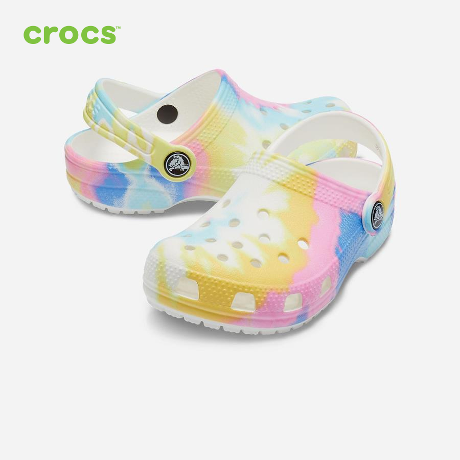 Giày lười trẻ em Crocs FW Classic Clog Kid Tie Dye Graphic Whi/Mlti - 206995-94S