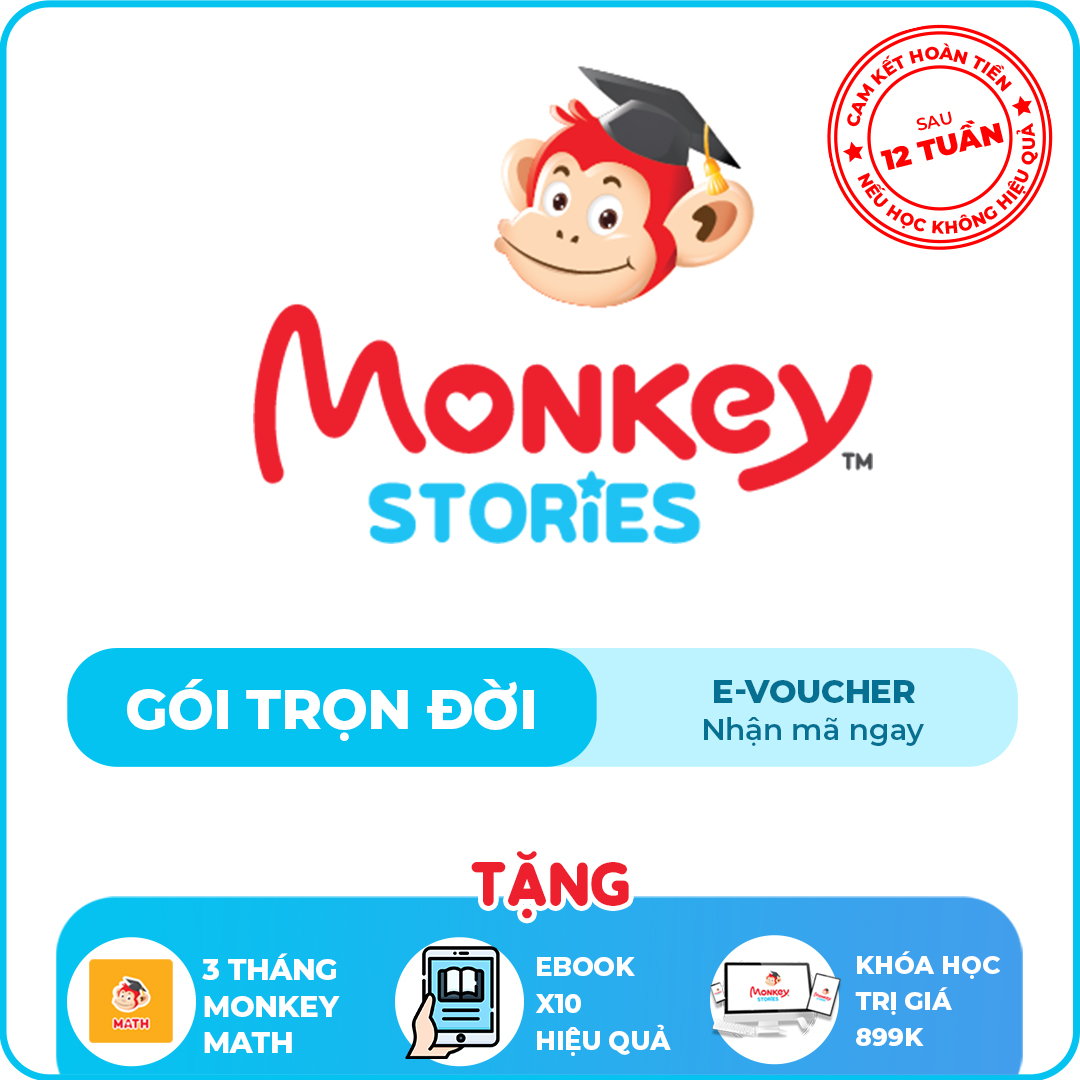 Ứng dụng Tiếng Anh toàn diện 4 kỹ năng cho trẻ 2-10 tuổi - Gói Monkey Stories trọn đời