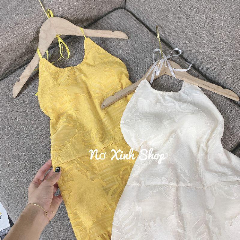 Váy Maxi Yếm Ren Hoa Nổi Cao Cấp