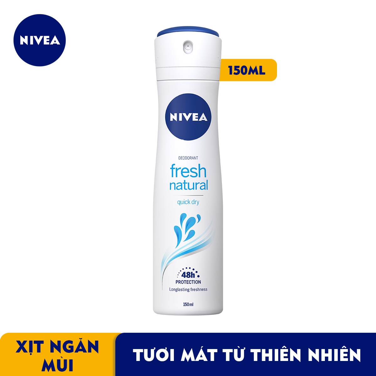 TẶNG ÁO 2 DÂY NỮ THỜI TRANG - Bộ đôi Tinh Chất Dưỡng Thể Dưỡng Trắng NIVEA Ban Ngày Phục Hồi &amp; Chống Nắng SPF50 (180ml) và Xịt Ngăn Mùi Fresh Natural Tươi Mát (150ml)