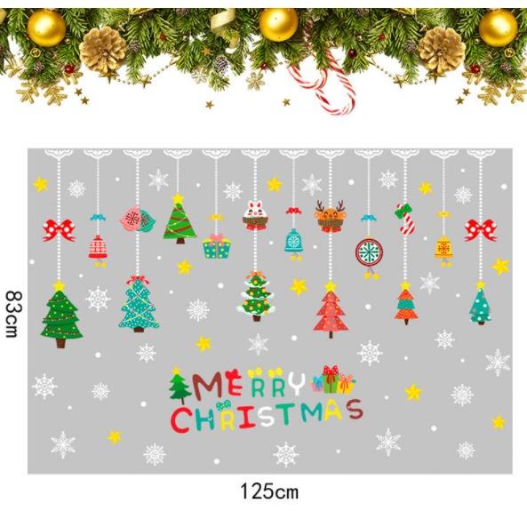 Decal trang trí Noel Hít Tĩnh Điện - Rèm dây thông đáng yêu nhiều màu sắc