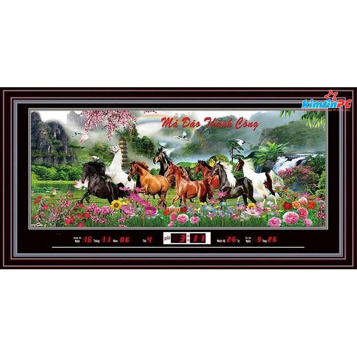 Đồng hồ vạn niên - Tranh Trôi 2 hình - 55x100cm - mã 856