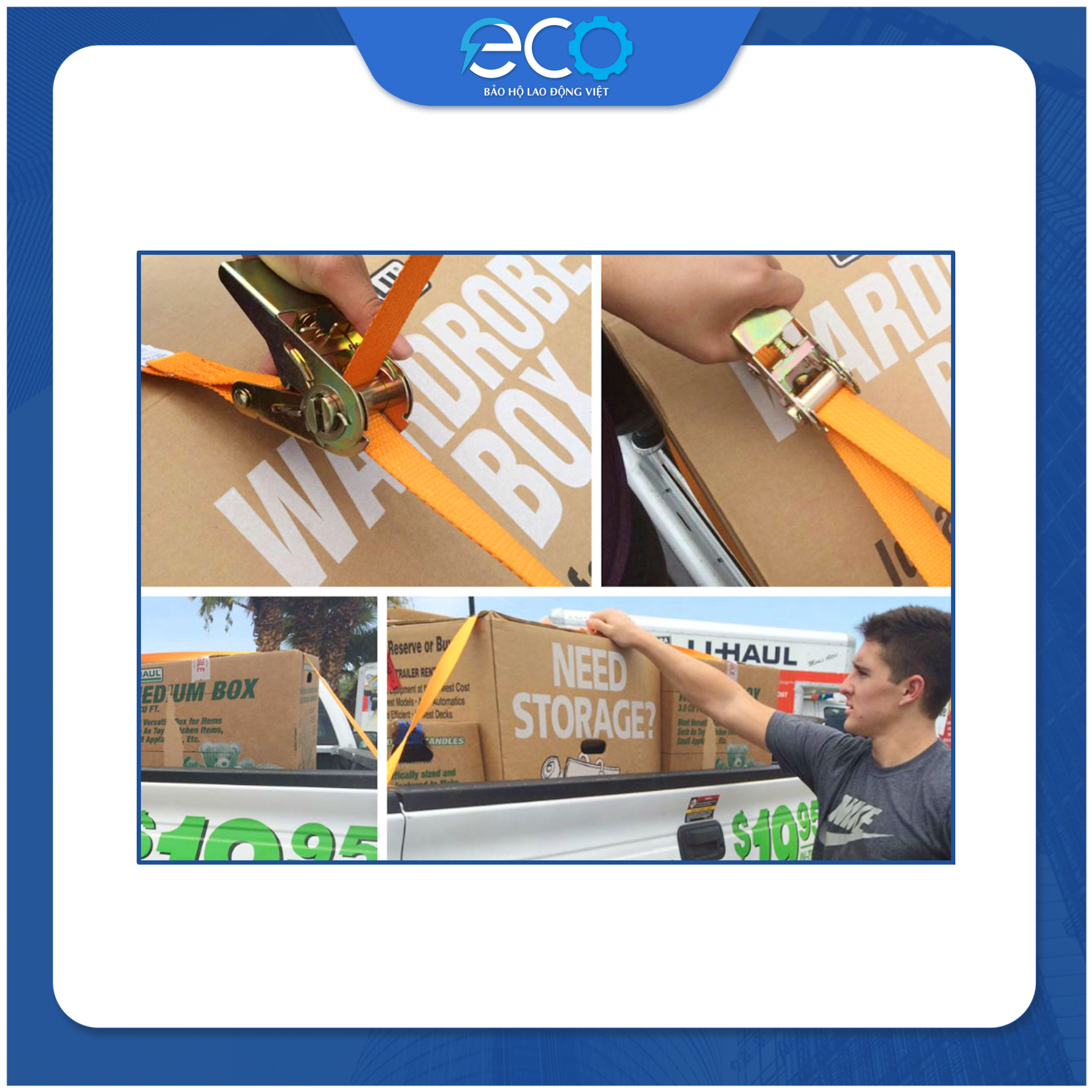 Dây chằng hàng tăng đơ móc J DARAVIN Bản 25mm chất liệu 100% Polyester siêu bền