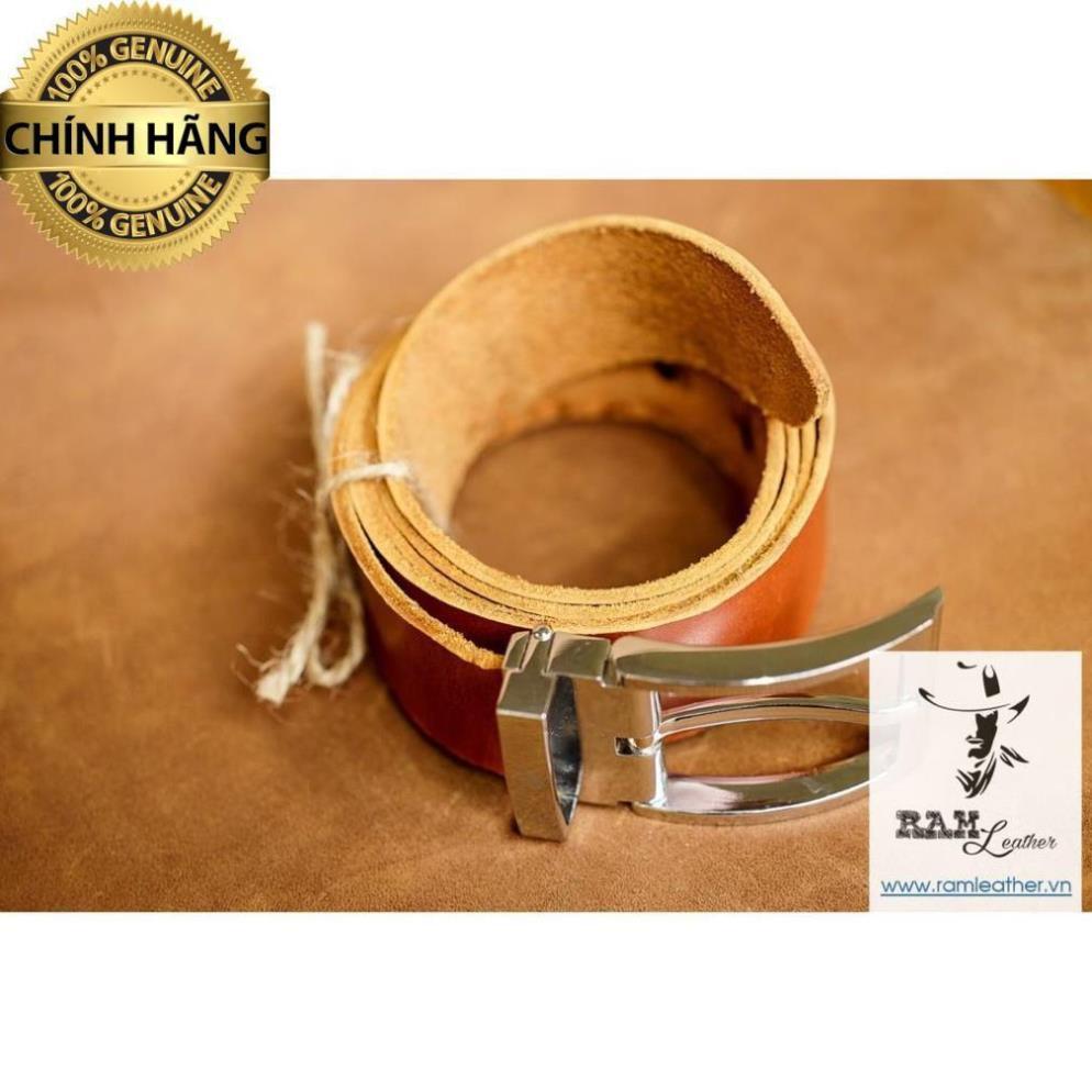 THẮT LƯNG NAM DA BÒ CAO CẤP – KHÓA TRẮNG PORCUPINE - HÀNG CHÍNH HÃNG RAM LEATHER