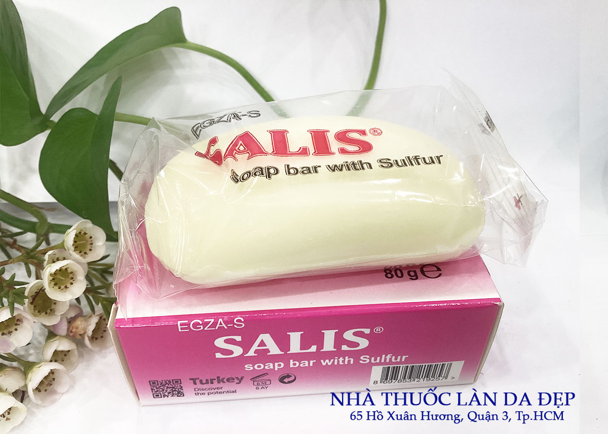 Xà phòng  Salis Soap Bar with Sulfur giảm mụn làm sạch giảm tiết dầu bánh 80g