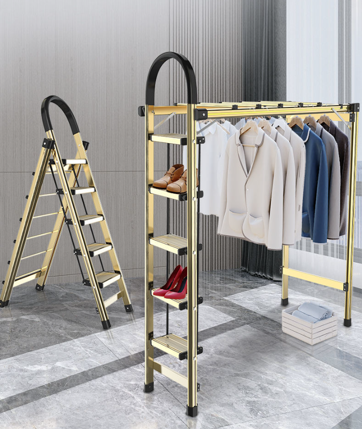 Giàn phơi quần áo xếp gấp, thang nhôm xương cá Foldable Clothes Drying Rack, Aluminum Alloy Step Ladder
