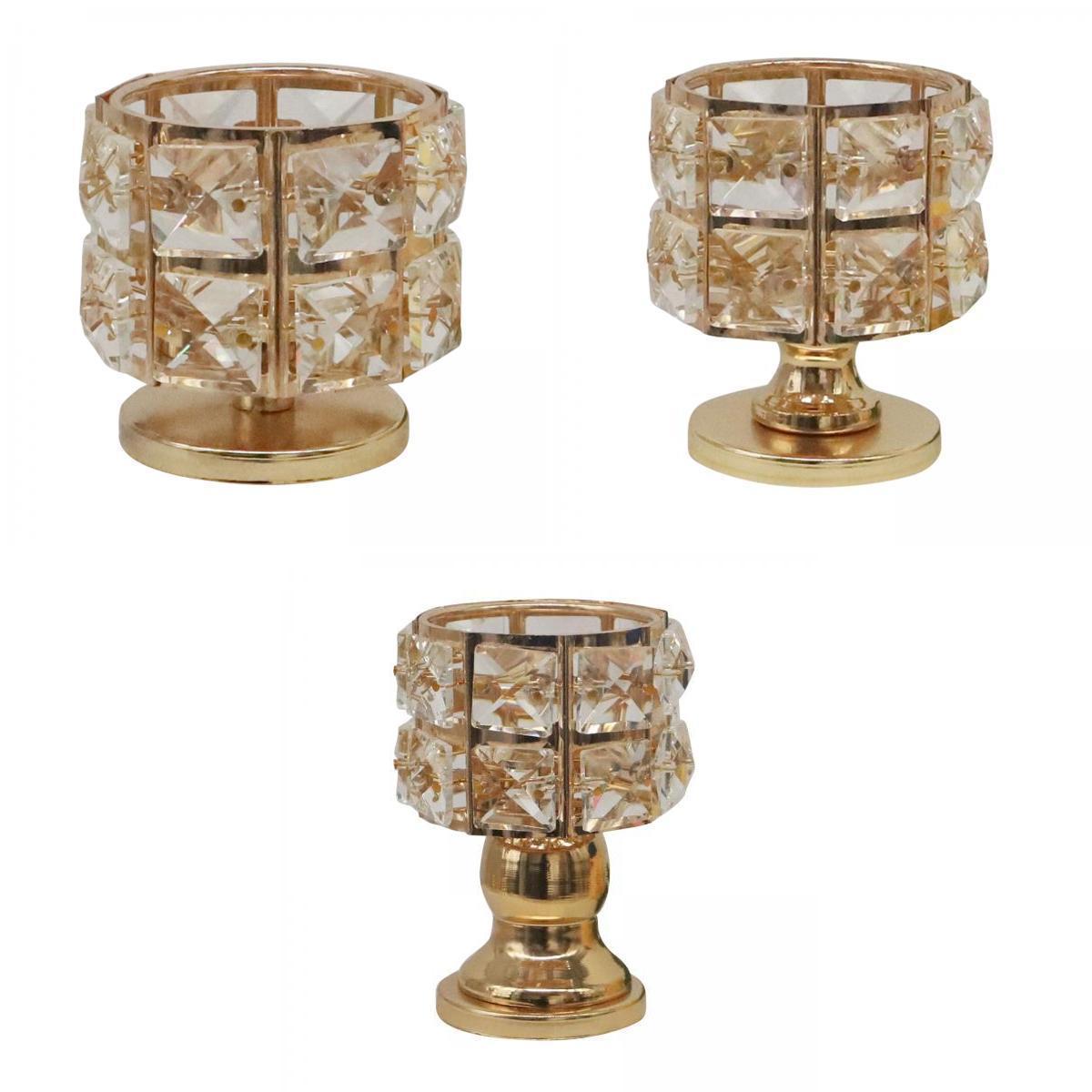 3x Crystal Tealight Candle Holder Wedding Table Centerpiece