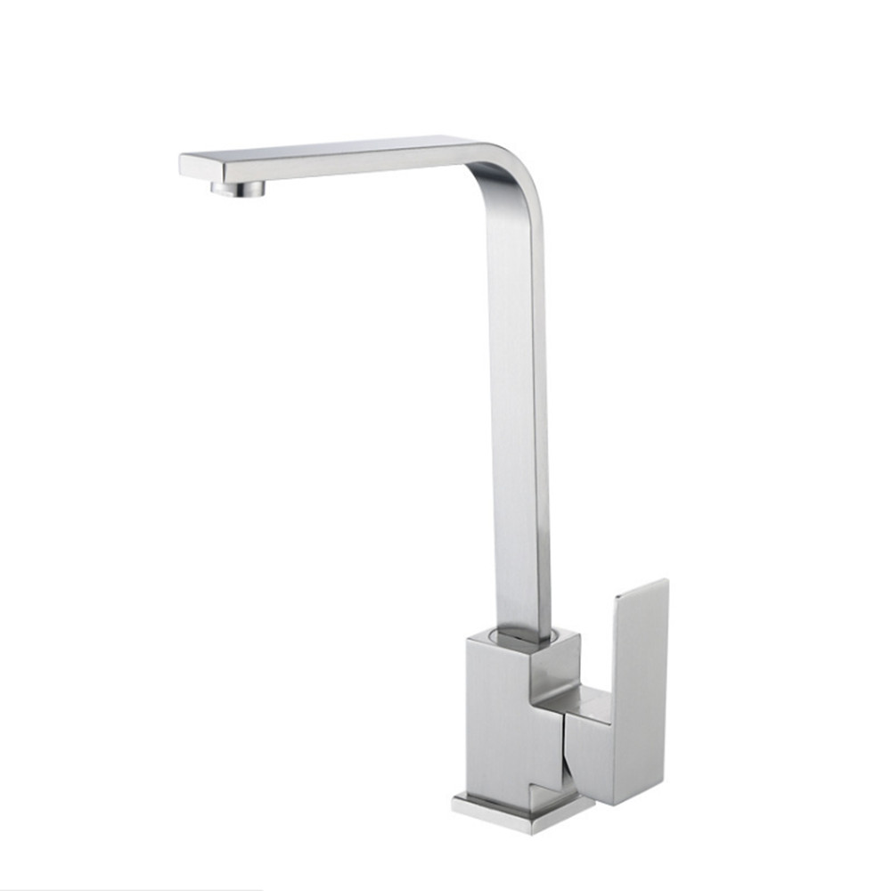 Vòi nước rửa chén bát nóng lạnh inox 304 thân vuông KAMA RC12 - tặng kèm bộ dây cấp nước inox 304 60cm -  HÀNG CHÍNH HÃNG