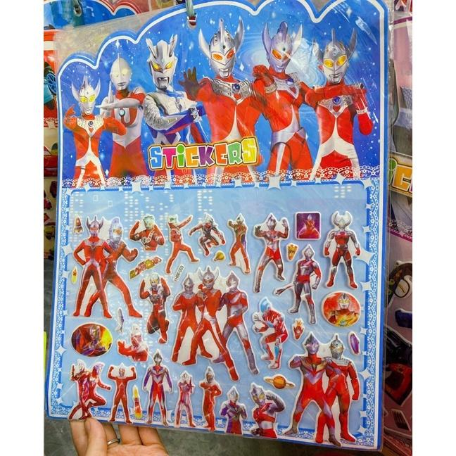 Dán Sticker Siêu Nhân, Robot, Xe Tăng, Máy Bay, Súng, Gấu Kèm Mặt Sau Tô Màu Hình Nổi Bật