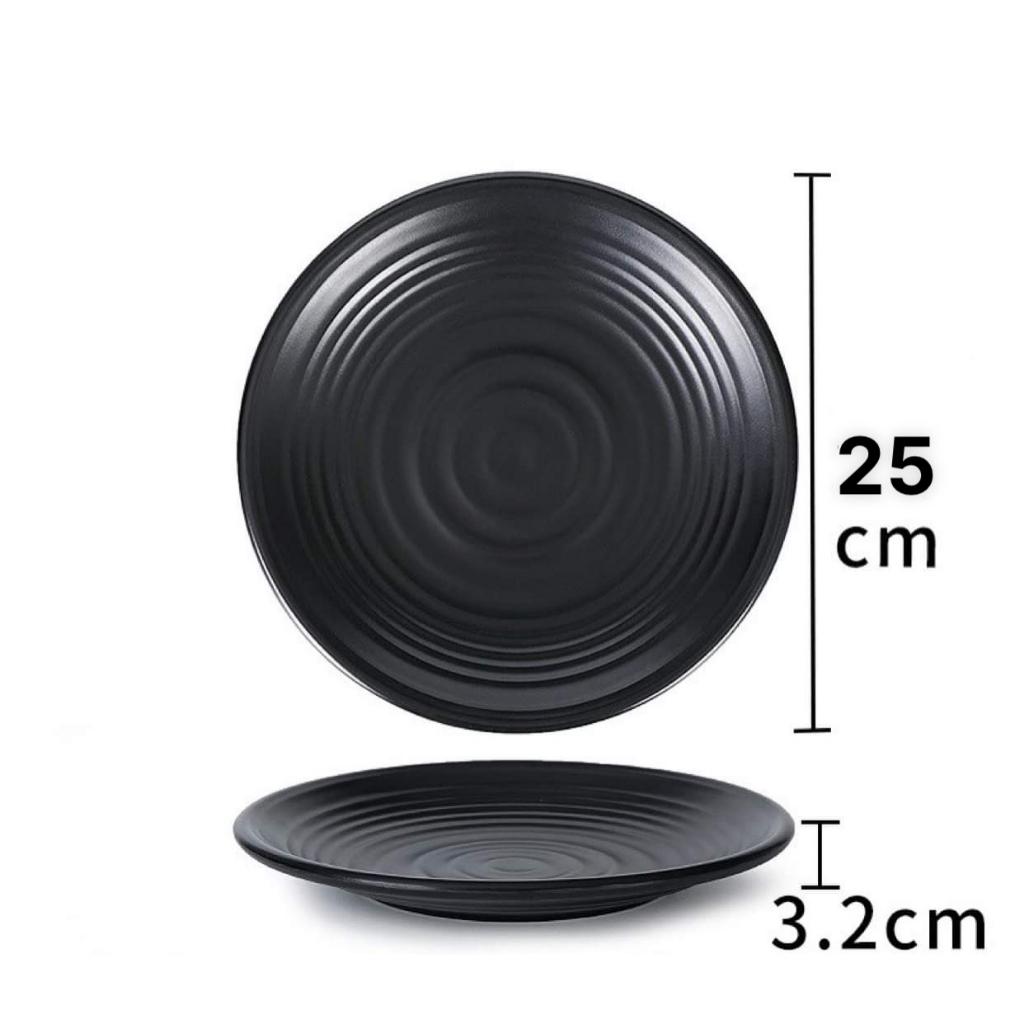 Đĩa Nhựa Phíp Melamine Tròn Đen Nhám đủ size nhỏ