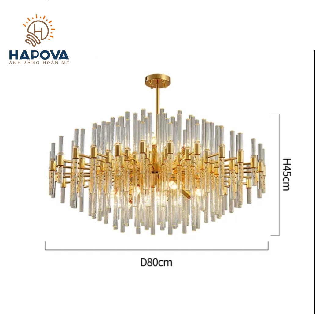 Đèn chùm pha lê cao cấp HAPOVA TAILER 0967 Đường kính 800mm + Tặng bóng E14