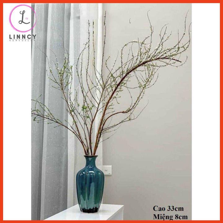 Bình cắm cành đào tết, bình cắm thanh mai, lựu đỏ, chanh mỹ cao 33cm, bình sứ men hỏa biến trang trí