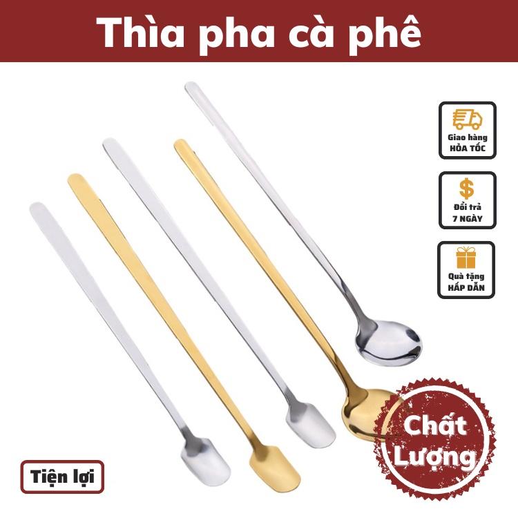 Thìa cafe pha trà ăn bánh cán dài muỗng cà phê thiết kế tinh tế kiểu dáng sang trọng độ dài 13 - 15 - 17cm