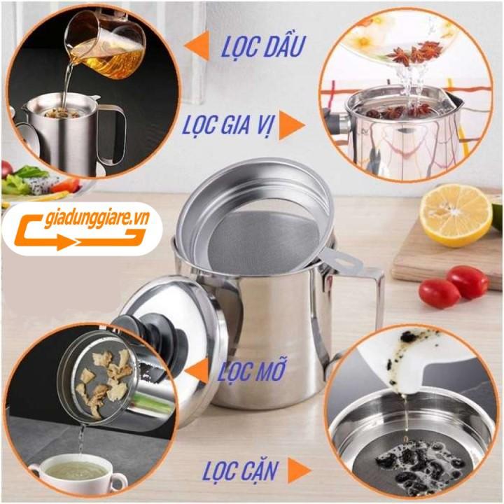 Ca lọc dầu ăn INOX 304 (1200ml ) hàng cao cấp , có lưới lọc cặn tiện lợi dùng lọc nước trái cây , lọc đậu nành , lọc cua